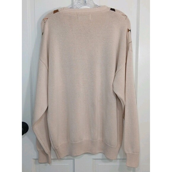 Vintage Woods & Gray Argyle Sweater Men's L Beige Orange Brown Size L Preppy - Picture 7 of 14